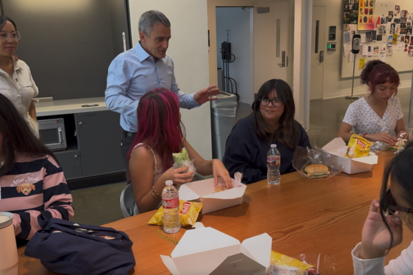 Dean Galloway with WIE students.